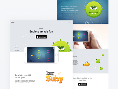 Busy Suby iOS game - Landing page arcade game games ios iphone lading logo page ui ux