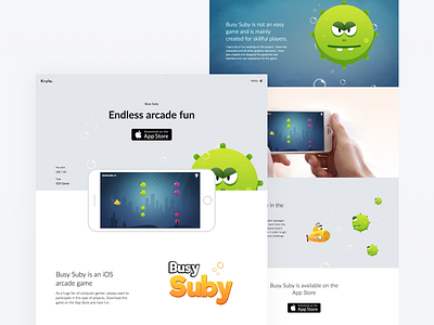 Busy Suby iOS game - Landing page
