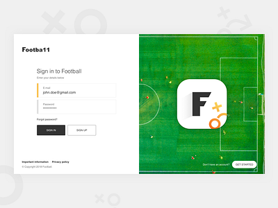 Login page - football App flat football login login page ui ux