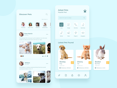 Adopt Pets Mobile App adobe xd app application design application ui interaction interface mobile app ui ui design ux