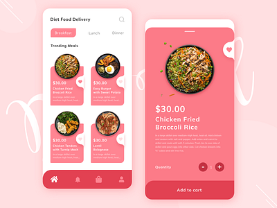 Diet Meal Mobile App (Light Theme) app app design application design application ui interaction interface motion design motion graphic ui ui design ux