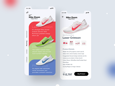 Nike Product Page Ui Exploration 2020 trends app design app ui application design courses dribbble best shot ios app design minimal minimalist mobile mobile app mobile app design mobile design mobile ui nike ui ui design ux