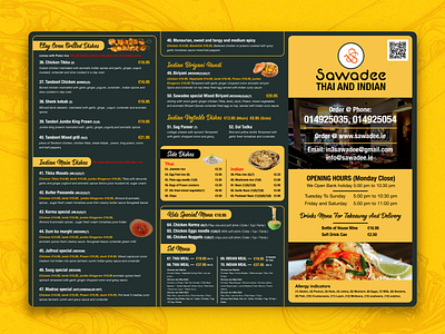 Food Menu Design for Sawadee Thai & Indian Restaurants design food graphic design logo menu template