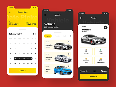 Rent-O-Car App UI Kit Exploration android app app design application design design interaction interface ios mobile app ui ui design ux web