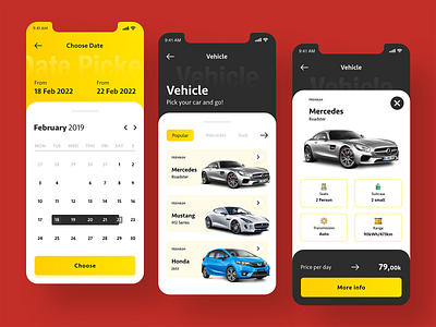 Rent-O-Car App UI Kit Exploration