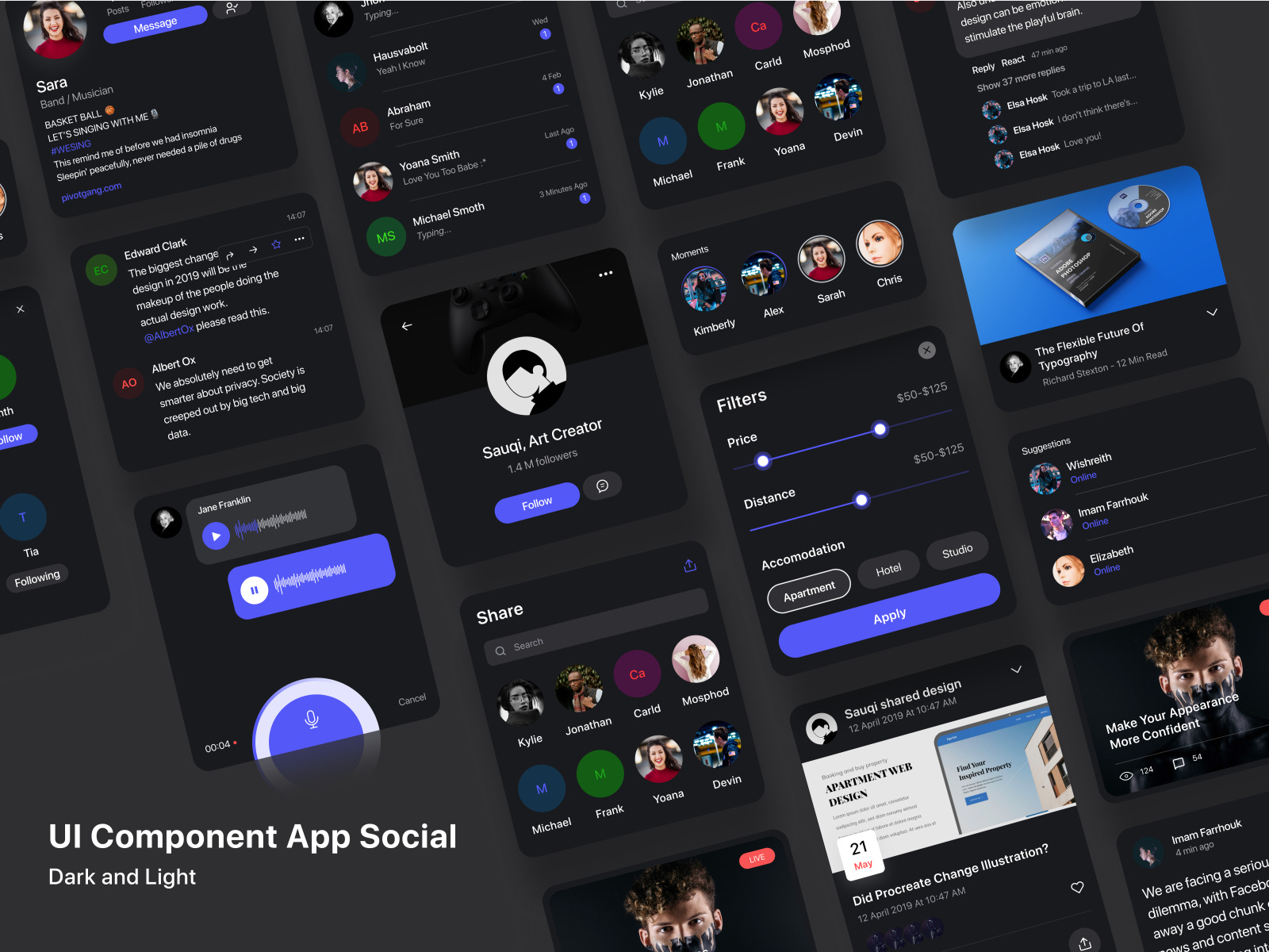 ui component social media by Muhammad Sauqi Arif on Dribbble