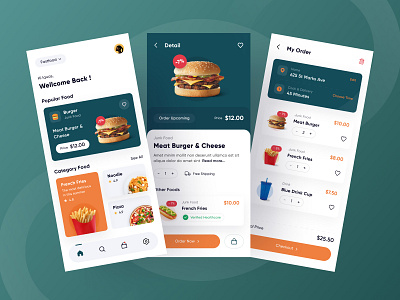 Jafoo - Fast Food App appdesign burger fastfood foodapp fooddelivery green mobiledesign uiux