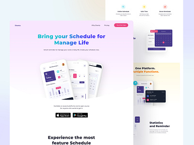 Shenta ✨ - Reminders Web Design gradient mobileapp pink reminders schedule task uiux webdesign website
