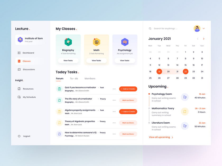 E - Course Dashboard UI Kit by Muhammad Sauqi Arif for Dimo.ui on Dribbble