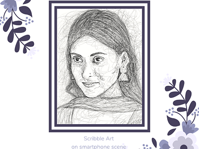 Scribble portrait art with awesome frame digital art line art portrait scribble