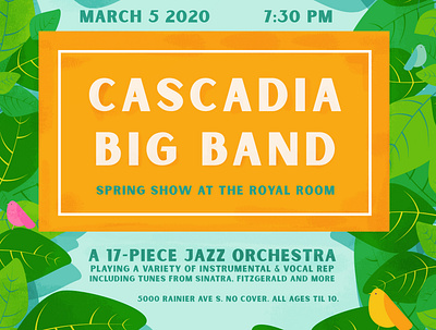 Cascadia Big Band Spring branding design flat illustration vector