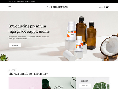 NZ Formulation business ecommerce design suppliment ui design webdesign