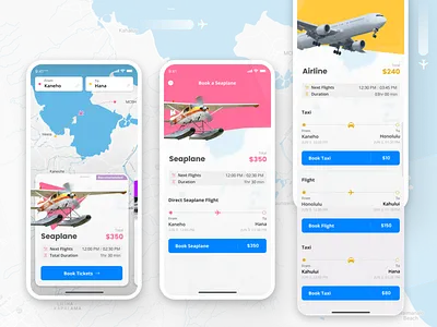 Travel Aggregation App aggregate app booking commercial figma flight hawaii map seaplane ship taxi travel travelling ui