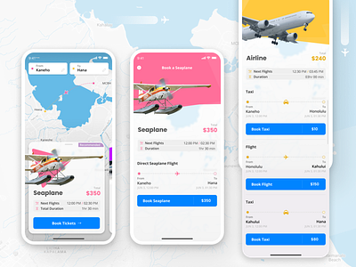 Travel Aggregation App aggregate app booking commercial figma flight hawaii map seaplane ship taxi travel travelling ui