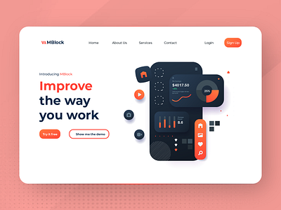 MBlock: Improve the way you work 📝 branding design figma free idea landing page landing page light landing page typography ui ui kit ux web website