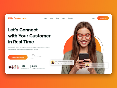 Chat App Landing Page app branding chat app chatting app design hero section india landing page ui uiux uiux design labs uiux labs ux web web app website