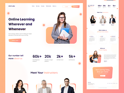 E-learning Landing Page UI Design colorful e learning education landing page learning learning online online class online course online learning online tutoring school study teaching tutior tutoring ui university ux web website