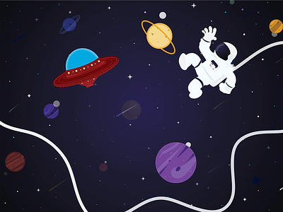 Space Exploration astronaut flat illustration illustrator pen tool planets stars