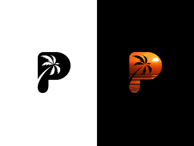 P - Palm letter logo logodesign p palm sunset type