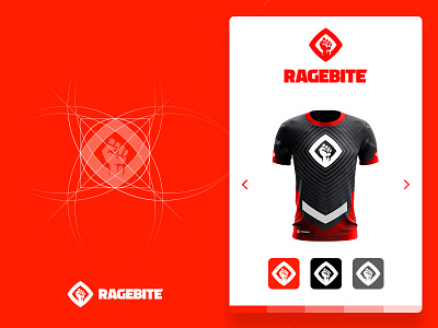 Ragebite Logo & eSports Jersey clash clean esports fist game gaming grid letter logo slider sport ui ux