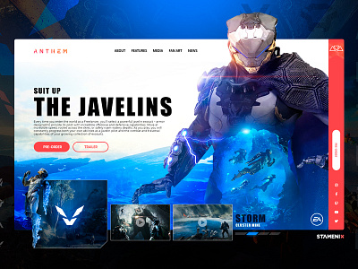 STORM: Anthem game landing page UI with Animation animation button clash clean esports game gaming landing page navigation ui ux video