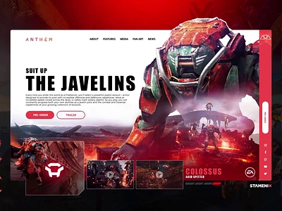 COLOSSUS: Anthem landing page UI Animation animation anthem button clash clean esports game gaming landing page navigation ui ux video vulcan vulcano