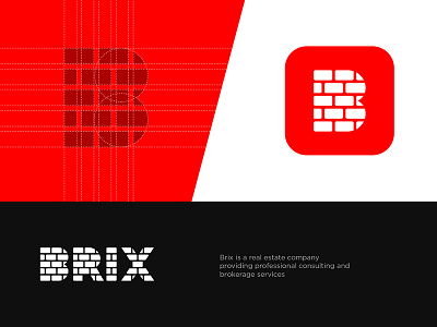 Brix Real Estate app b branding brick brix grid icon idenity logo logotype mark real estate startup