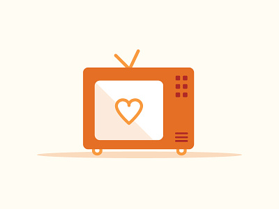 TV Love art flat icon illustraton line love orange poster telecommunication televison tv vintage