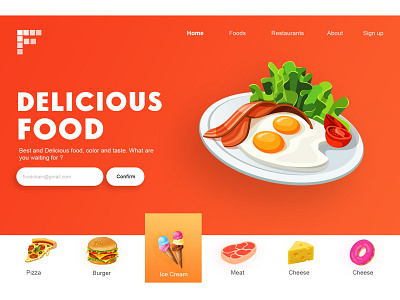 Foodies - Landing Head Design creative design header illustration landingpage uidesign web design