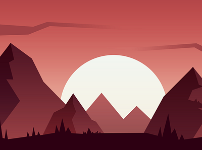 Landscape animated design landscape morning mountains sun