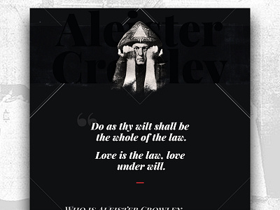 Aleister Crowley Educational Landing Page black color concept dark design texture web website