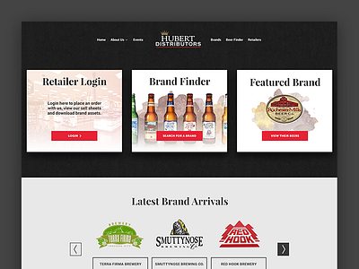 Hubert Distributors Website beer dark flat red ui design web design website yellow