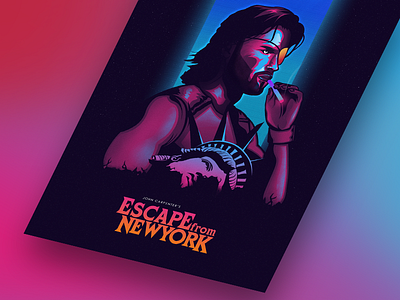 Escape from New York 80s colorful escape from new york mockup movie outrun poster retro retrowave snake plissken