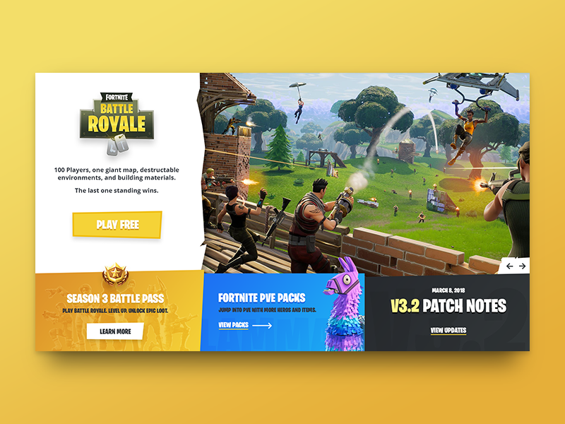 fortnite battle royal fortnite pc video game colorful website interaction design ui - fortnite game ui