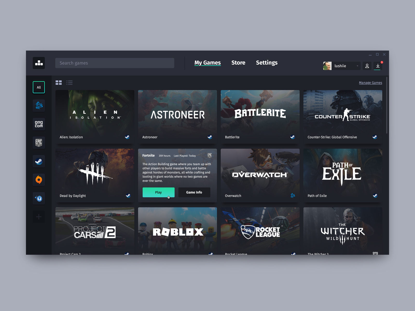 Game Launcher by Caleb Jessie on Dribbble