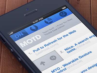 Designer News Webapp Mockup blue designer ios iphone mockup news ui webapp