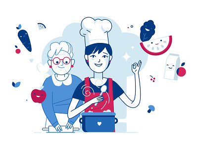 Cooking Together branding character cooking culture design design food illustration vector