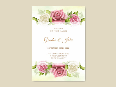 floral wedding card template by andrias robin hutama on Dribbble