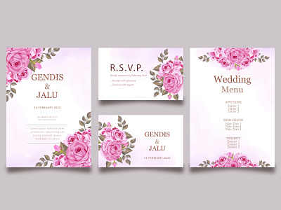 floral wedding invitation card template set art background beautiful border card celebration decoration decorative design floral flower frame invitation pattern set spring template vector vintage wedding