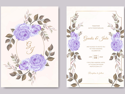 vintage wedding invitation card template purple rose flower background border card decoration decorative design elegant floral flower frame graphic greeting illustration invitation romantic rose template vector vintage wedding