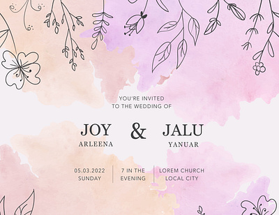 Beautiful wedding card with splash watercolor abstract art background beautiful card color decoration design element illustration invitation paper pink splash template texture vector vintage watercolor wedding