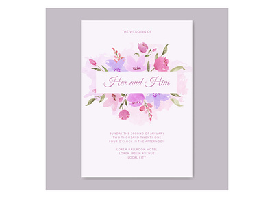 Beautiful wedding card with floral and splash watercolor