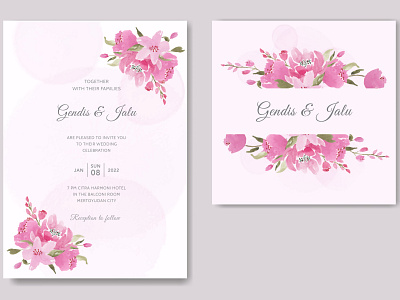 Floral watercolor wedding invitation template background botanical card celebration decoration design elegant floral frame illustration invitation invite pattern set spring summer template vector watercolor wedding