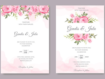 Elegant wedding card with beautiful floral and leaves