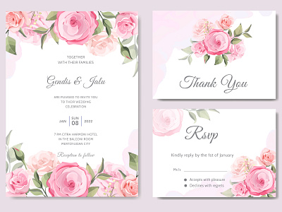 Floral wedding invitation template beautiful card design elegant floral frame invitation rsvp vector vintage wedding