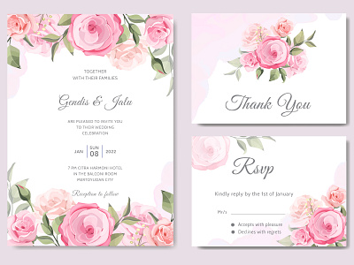 Floral wedding invitation template