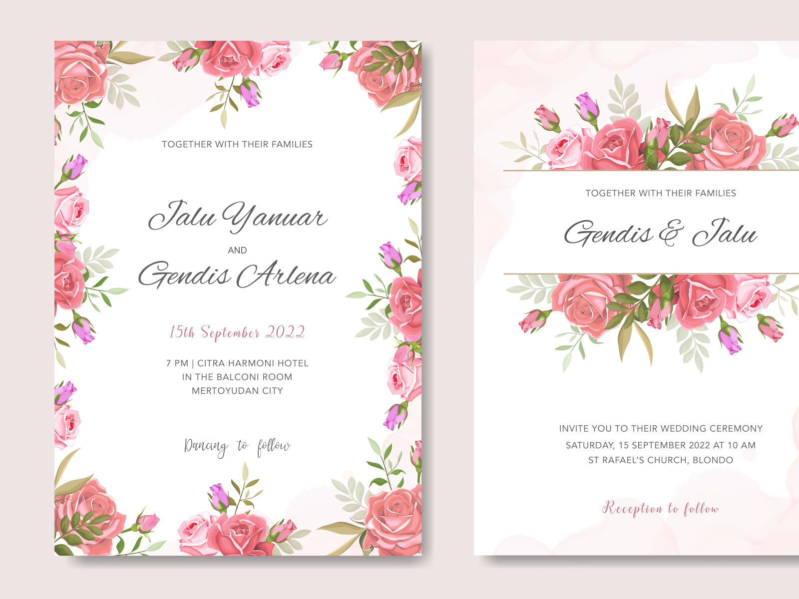 Invitation card with beautiful floral and leaves by andrias robin ...