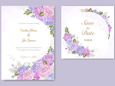 Wedding invitation rose flower vector
