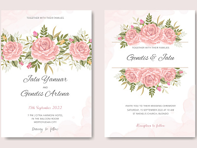 invitation card with beautiful floral and leaves beautiful bouquet card decoration decorative design elegant floral frame green greeting illustration invitation invite leaf plant spring vector vintage wedding