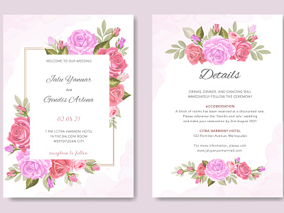 beautiful wedding card with floral